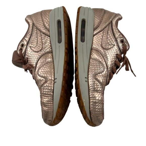 Nike Air Max 1 Womens Size 10 Metallic Rose Gold Snake Print Sneakers - Picture 6 of 7